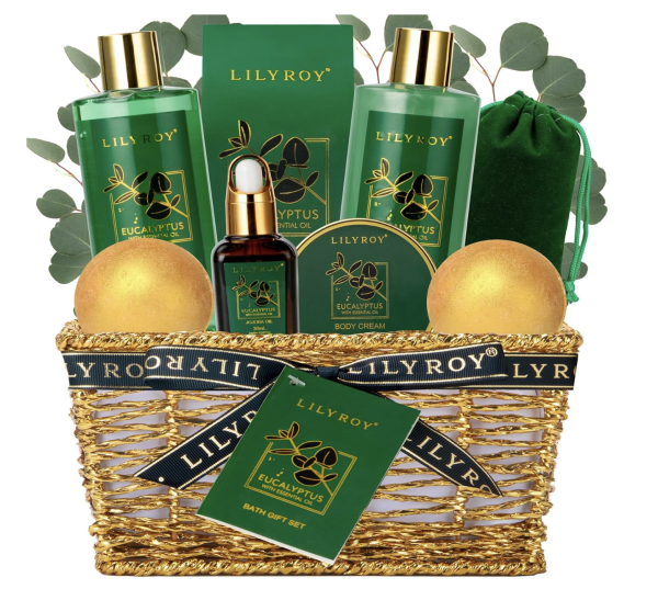 Bath & Body Gift Basket for Mothers Day - 10-Piece Eucalyptus Luxury Spa Set for Women & Men, Relaxation, Aromatherapy Ideal for Christmas, Father’s Day, Birthday with Shower Gel & More for Her & Him